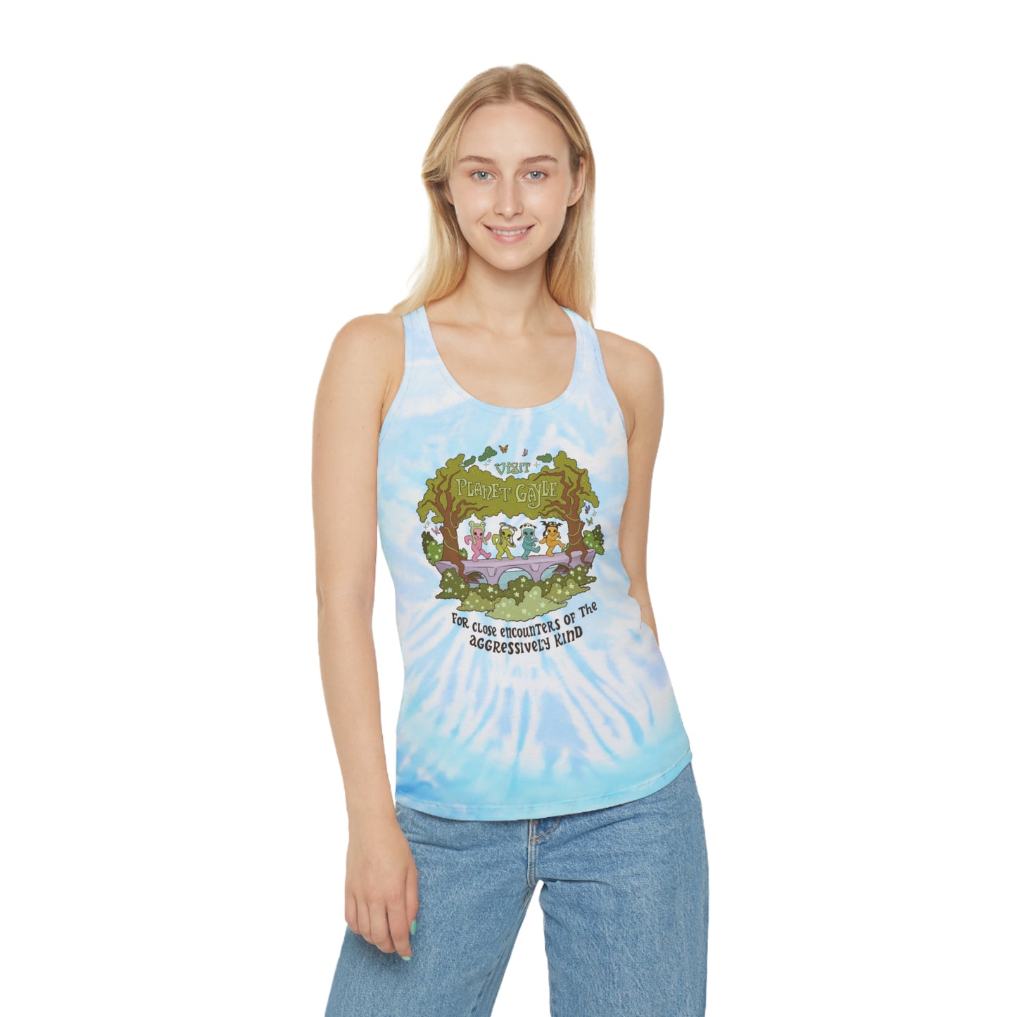 Visit Planet Gayle - Tie Dye Racerback Tank Top - Blue