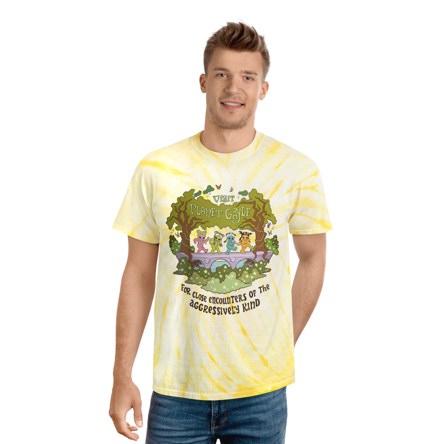 Visit Planet Gayle - Tie-Dye Tee Yellow Cyclone