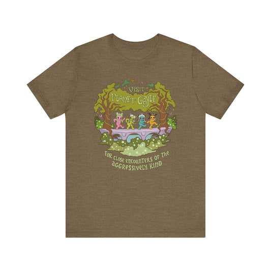 Visit Planet Gayle - Unisex Jersey Short Sleeve Tee - Heather Olive