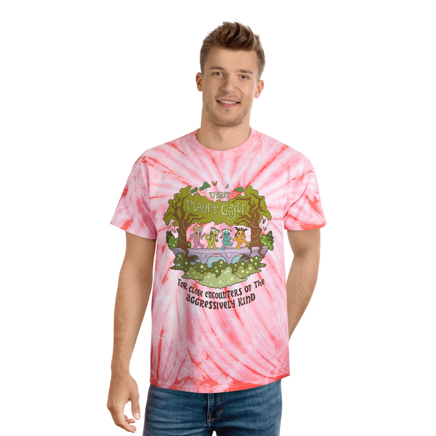 Visit Planet Gayle - Tie-Dye Tee Coral Cyclone