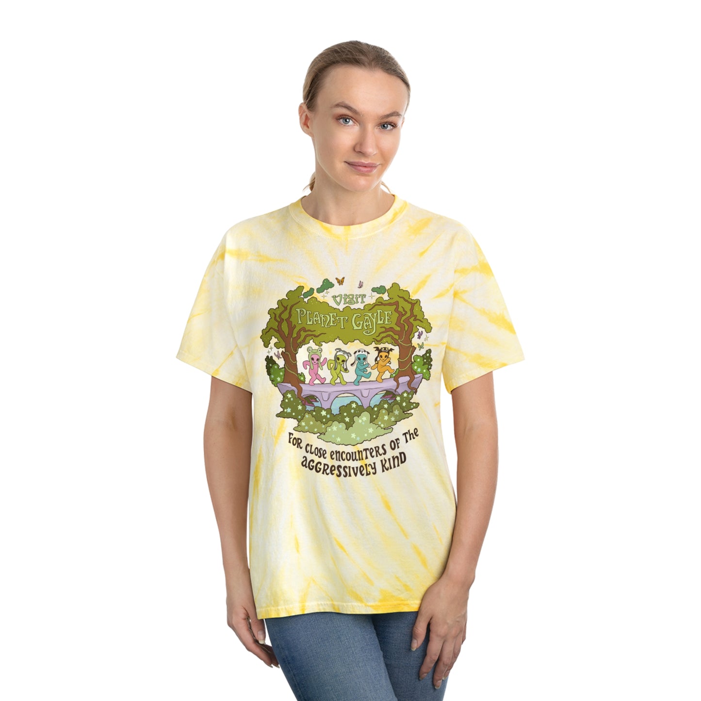 Visit Planet Gayle - Tie-Dye Tee Yellow Cyclone